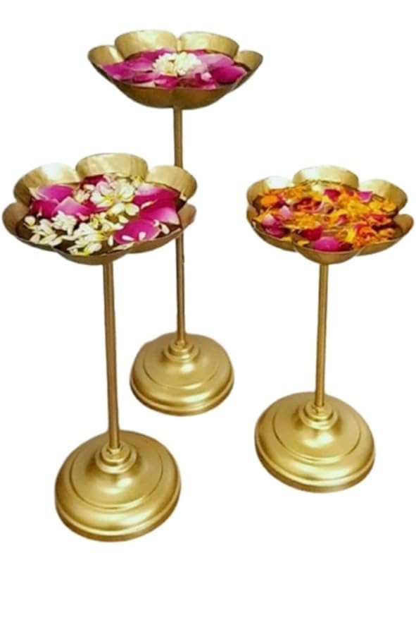 Decorative Urli Bowl Tealight Holder Stand Set of 3 | Floating Diya Stand Home Decor Showpiece for Decoration | Diwali and Pooja